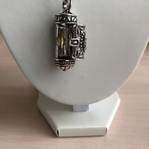 New Sterling Silver Citrine Prayer Box Locket Necklace Made in Israel - Picture 3 of 7